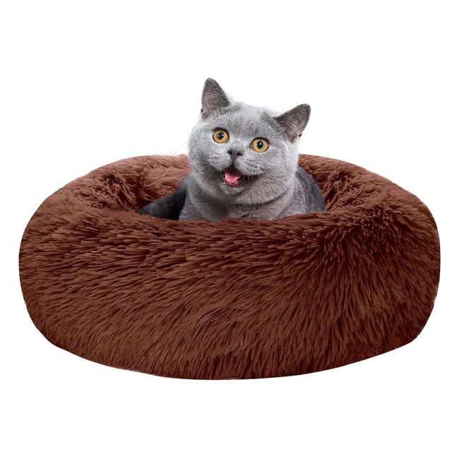 Cuccia Gatto Cane Letto 50cm Morbido Peluche Antiscivolo Marrone Scuro