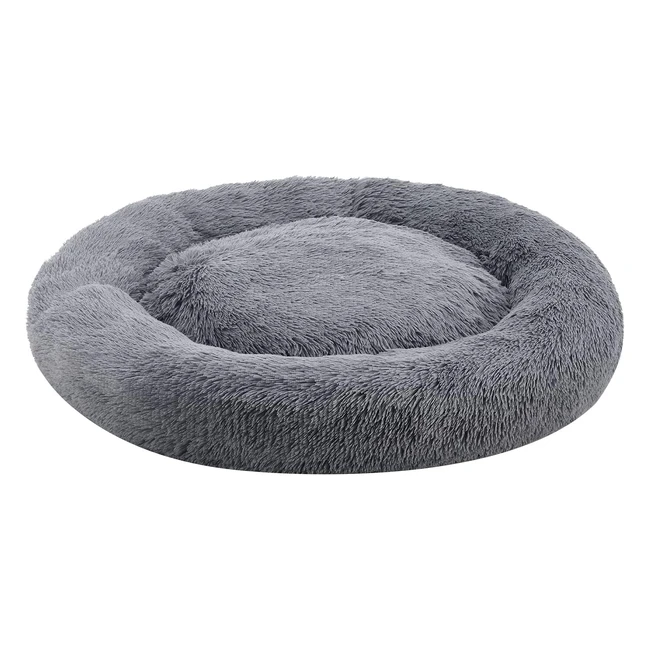 Juskys Haustierbett Monty XXL 100 cm Rund Donut Flauschig Rutschfest Waschbar Hunde Katzen Hellgrau