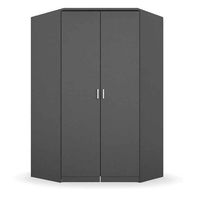 Rauch Möbel Bremen Eckschrank Kleiderschrank Schrank in Grau Metallic 2-türig inkl. Zubehörpaket Basic