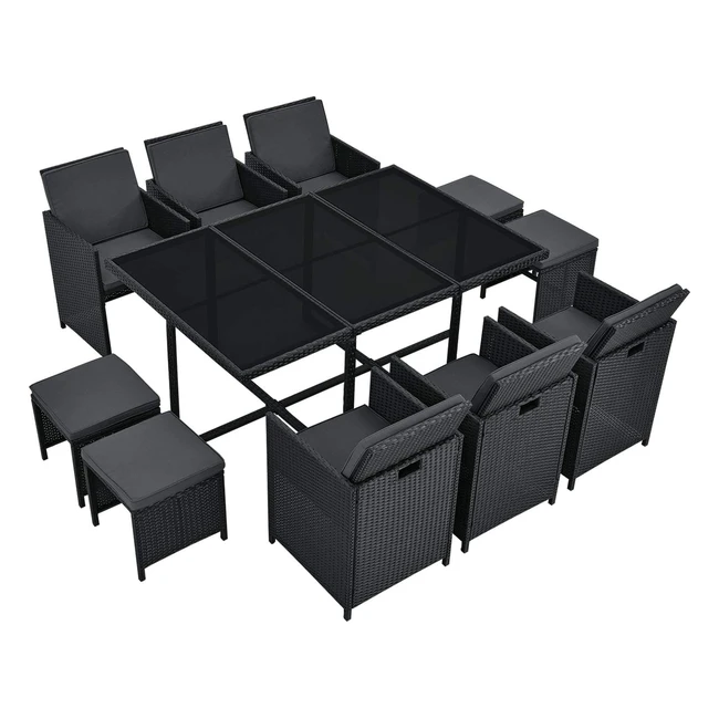 Polyrattan Baracoa Sitzgruppe für 8-12 Personen, wetterfest, Glasplatte