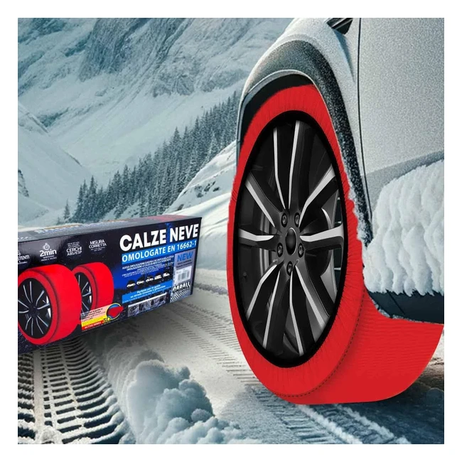 Calze da neve Carall omologate EN 166621 2020 - Montaggio facile in 2 minuti - 6 misure disponibili XL