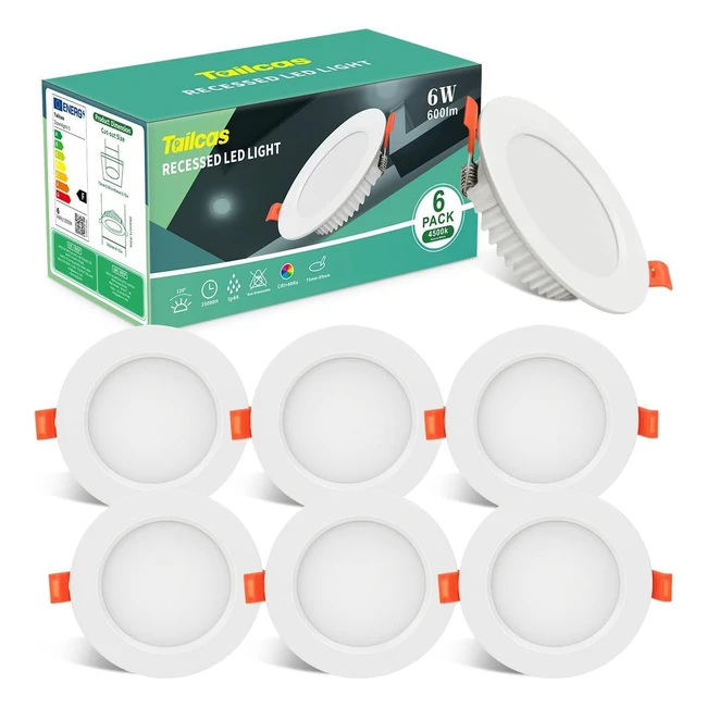 Downlight LED Empotrable 6W 6 Pack Foco LED Techo Redondo Neutro 4500K 600lm 26mm 8595mm AC 160260V