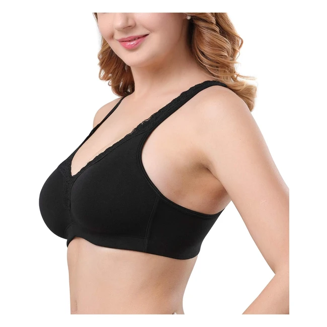 Soutien-gorge Dotvol Femme en Coton Confortable Grande Taille - FR125D Noir