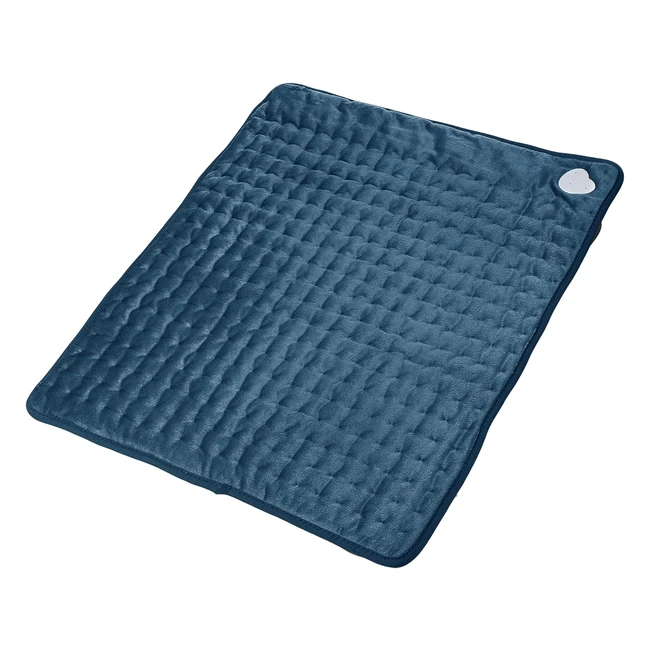Heated Electric Heating Pad for Back Pain Relief - 6 Heat Levels - Auto Shut Off - Machine Washable - Dark Blue 24x20