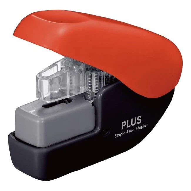 Grapadora sin grapas mini negro/rojo +3 hojas - Modelo X123