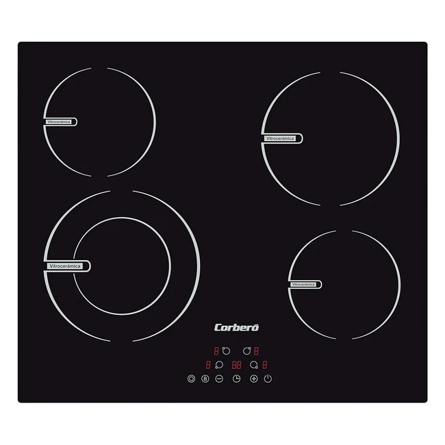 Placa Vitrocerámica Corbero 60 cms Negro 6400W Touch Control