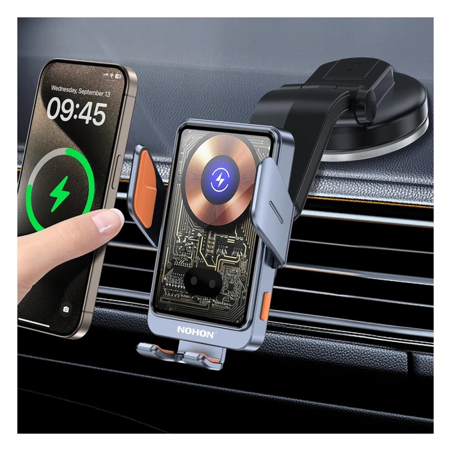 NOHON Support Téléphone Voiture Induction 15W Chargeur Induction Voiture Clip Ventilation Rotation 360