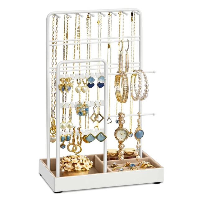 Porte-bijoux Songmics JJS021W01 - Support bijoux en métal velours blanc