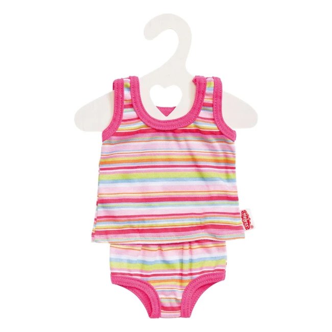 Heless 1110 Juego Ropa Interior Muecas 2 Piezas Rayas Azules o Rosas Talla 28 35 cm