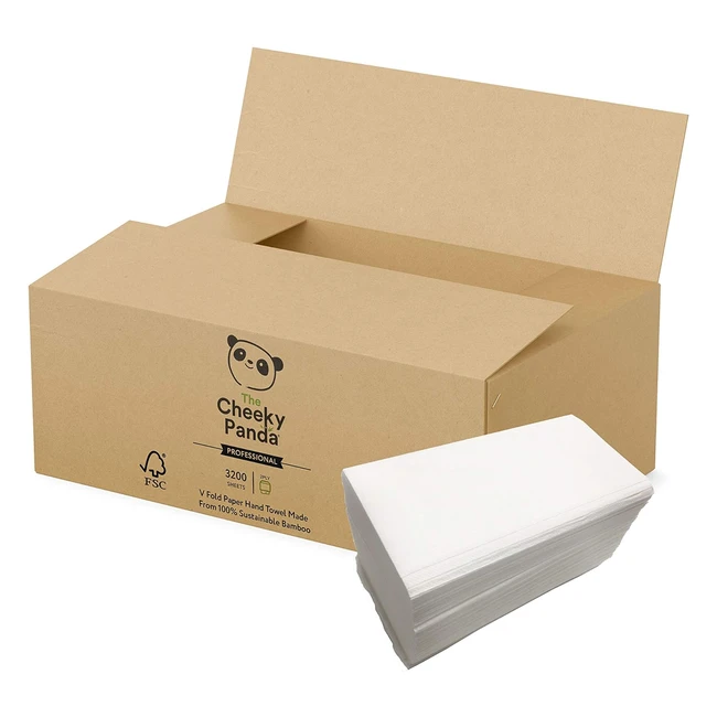 The Cheeky Panda Bamboo V Fold Paper Towels 3200 Sheets 20 Packs 2 Ply Hand Towels