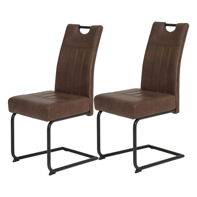 Betty Set 2 Esszimmerstühle Schaukelstühle Mikrofaser Braun Metallrahmen Schwarz Griff