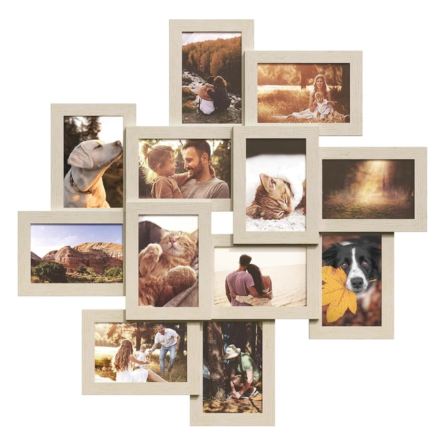 Songmics Collage Photo Frame Set for 12 Photos - Wall-Mounted Family Pictures - RPF022N01
