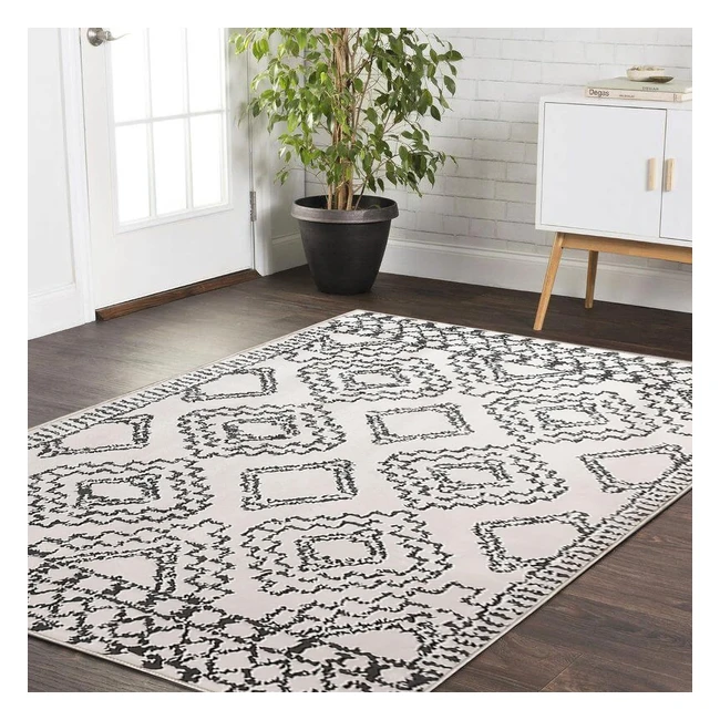 Tappeto Soggiorno Geometrico Bianco Moderno 120x160cm - Leesentec #Tappeto #Salotto #Design