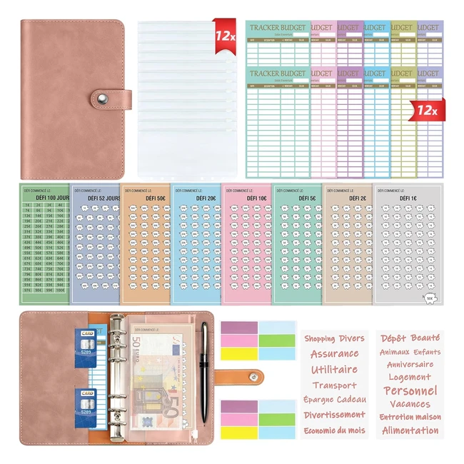 Enveloppe Budget Francais A6 - Classeur Budget Planner - Carnet Budget avec 8 Défis d'Économie d'Argent