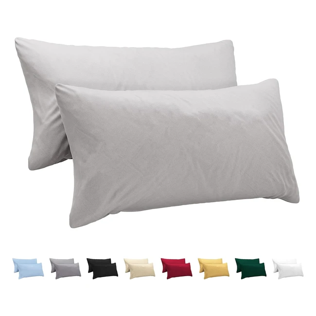 Federe Cuscino Letto Cotone Jersey 100 Set da 2 Grigio Chiaro Twinzen 50x80 cm #Morbidezza #Traspirabilità #Qualità