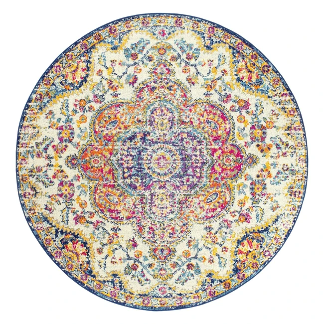 Surya Rabat Vintage Rug 160cm Fuchsia Orange Mustard Blue Teal Boho Rug