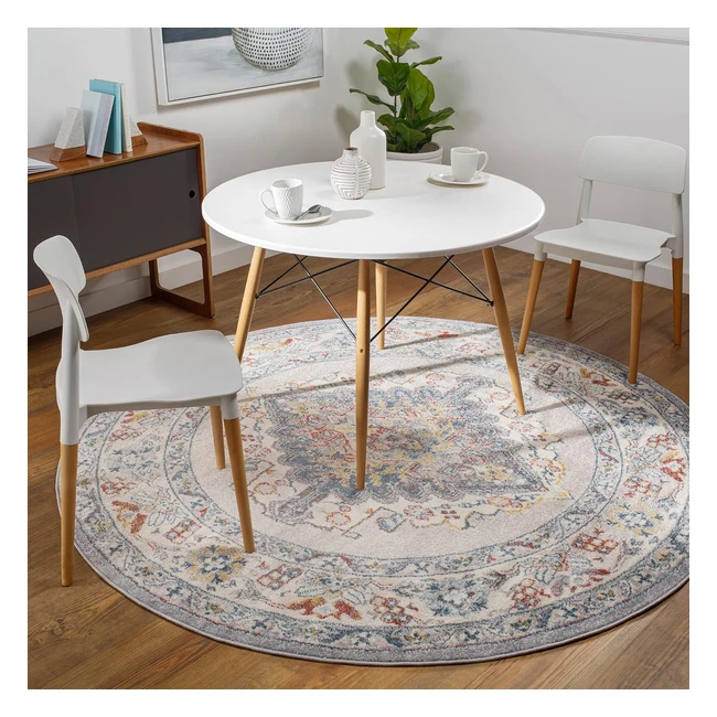 Surya Casablanca Vintage Rug 160x160cm Taupe Blue Grey Boho Easy Care Pile