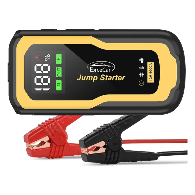 Demarreur batterie voiture 4000A 24800mAh12V - Charge rapide 18W - USB Type C - Essence/Diesel - Voitures/Motos