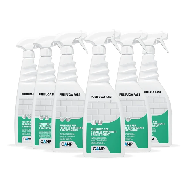 Camp Pulifuga Fast - Detergente Fughe - Pack 6x750ml - Bianco - Elimina Annerimenti Muffa Calcare - Idoneo per Piastrelle e Pavimenti
