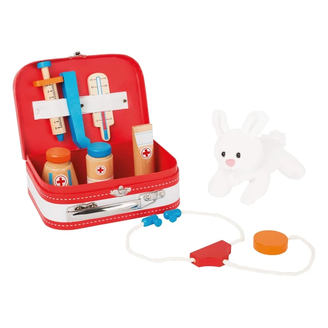 Valigia Veterinario Small Foot Legno 10864 - Accessori Inclusi - Coniglietto Coccolare