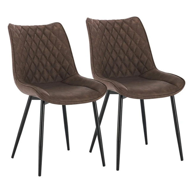 Woltu Set of 2 Esszimmerstühle Küchenstühle gepolsterte Stühle Wohnzimmerstühle mit Rückenlehne Samtsitz Metallbeine braun