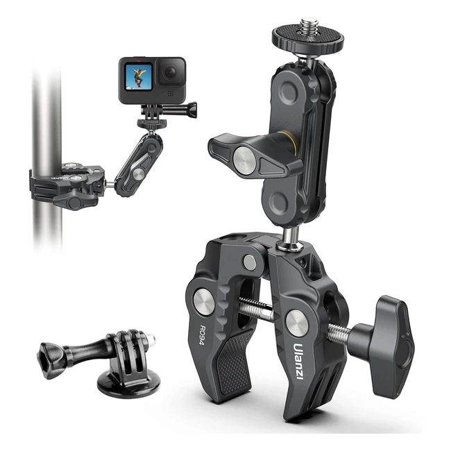 Vijim R094 Klemmstativ Kamera Magic Arm mit Super Clamp Crab 360 Doppelkugelkopf