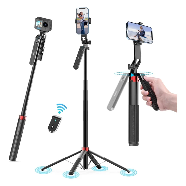 ULANZI Selfie Stick Stativ mit Bluetooth-Fernbedienung 360° Rotation Aluminium Ausziehbar