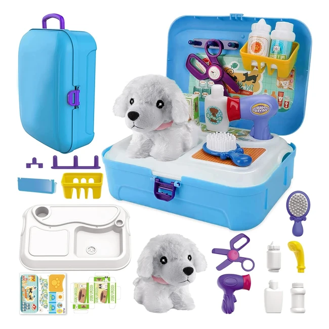 Kit Veterinario con Mochila y Perro de Peluche - Juego de 16 Piezas para Niños de 2 a 6 años