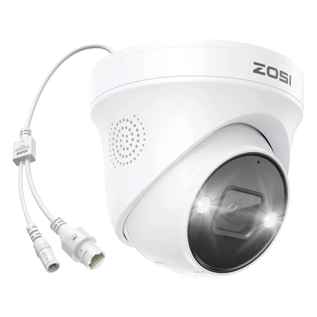 ZOSI 5MP PoE Outdoor Überwachungskamera Farbnachtsicht AI Person/Fahrzeugerkennung 2-Wege-Audio nur kompatibel mit ZOSI PoE NVR System C225