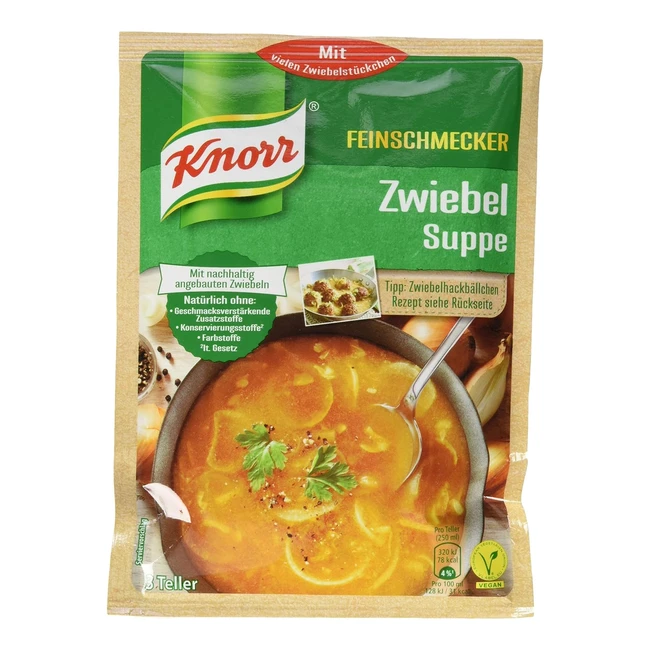 Knorr Gourmet Zwiebelsuppe ohne Geschmacksverstärker und Farbstoffe nachhaltig angebaut 14 x 3 Teller