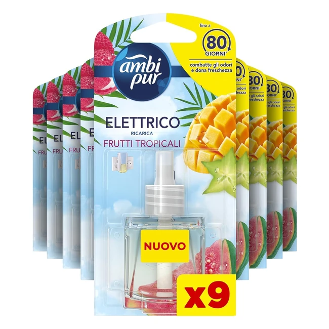 Ambi Pur Profumatore per Ambienti 9 Ricariche Fragranza Frutti Tropicali