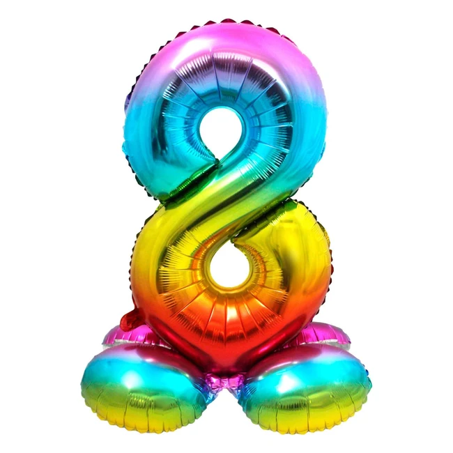 Ballon Aluminium Numéro 8 Arc-en-ciel 72cm - Fête Anniversaire Enfant