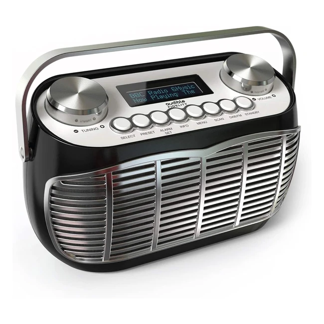 Radio Vintage FM Detroit con Despertador LCD Transistor Retro Negro