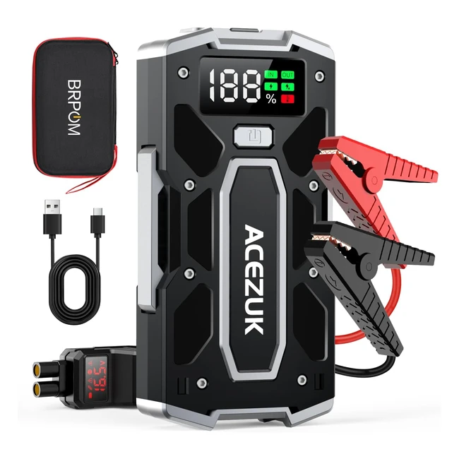 Arrancador de Coches ACEZUK 3000A - Portátil - Gasolina 100L - Diesel 80L