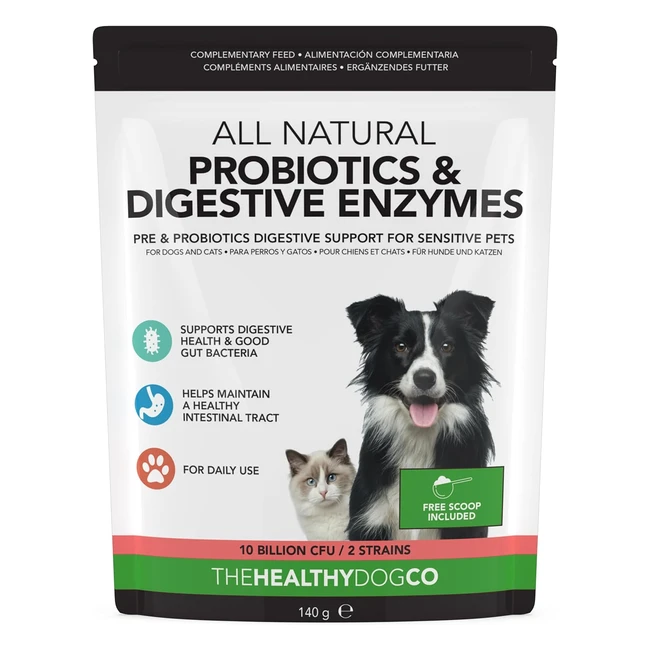 Probióticos, prebióticos y enzimas digestivas para perros - 100% natural - Calma estómago, mejora digestión, inmunidad, deposiciones y flatulencias
