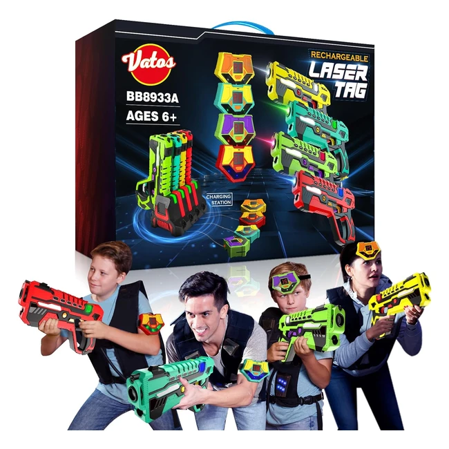 Pistolets Laser Rechargeables Vatos 4 Paquet 24 GHz - Jeu Laser Tag Enfants Adultes - Station Charge Incluse
