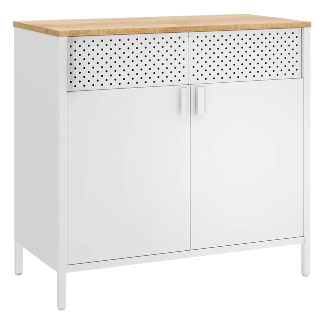 Songmics Aufbewahrungsschrank Metallschrank LSC102W57 - Stahlgestell - Naturfarben/Weiß
