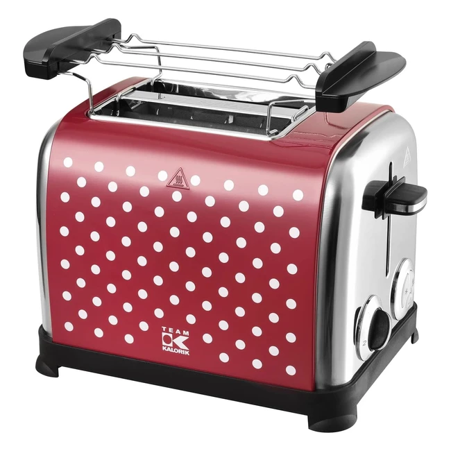 Grille-pain Kalorik 2 tranches design rtro 950W rouge/blanc TKG TO 1045 RWD N - Pois blancs