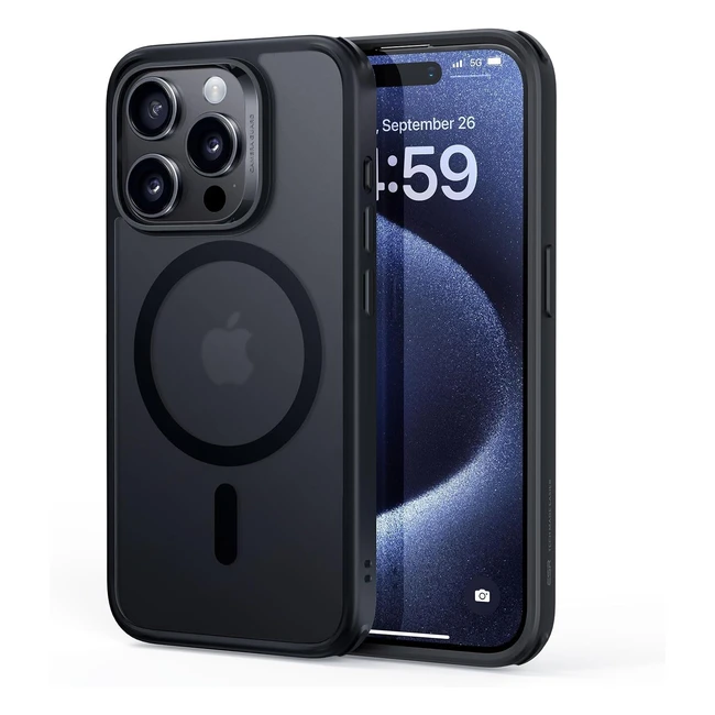 ESR iPhone 15 Pro Max Hülle Magsafe-kompatibel, Flüssigsilikon dünn, stoßdämpfend, matt schwarz