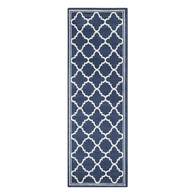 Safavieh Amherst Teppich Kollektion Marokkanisches Gitter Innen Außen Kurzflor Blau Beige 69 x 213 cm