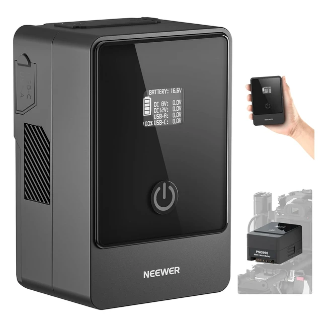 Batería Neewer Mini V-Mount 6800mAh 99Wh 145V con PD 65W USB-C DC Dual OLED para Videocámara Compatible con SmallRig BMPCC 4K 6K PS099E