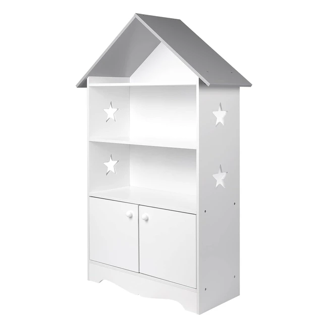 WOLTU KR006 Kinderregal Spielzeugregal mit abschließbarer Tür 3 Regale Bücherregal für Kinder vielseitiges Holzregal im Kinderzimmer weiß