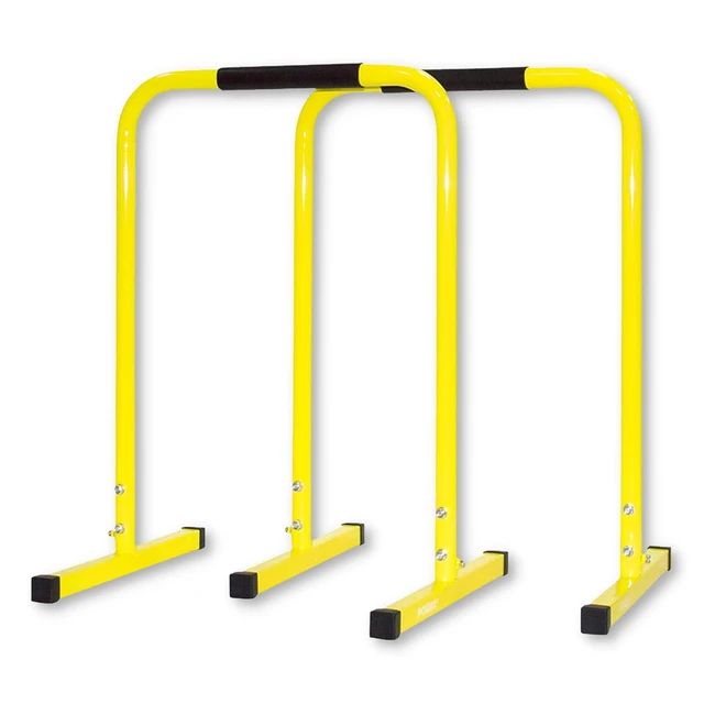 powrx Dip Bars Paar inklusive Workout Push Up Stand Bar Dip Station Fitness Rack Core Trainer Gelb 90 x 65 cm