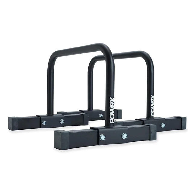 Powrx Dip Barren Paar inkl. Workout I Push Up Trainingsgerät Stand Bar I Dip Station I Fitness Rack I Dipstationen Schwarz Matt