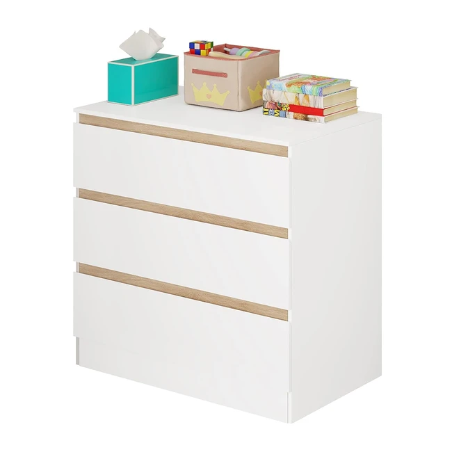 Woltu Kommode mit 3 Schubladen - Moderner Kommodenschrank 80 x 78 x 48 cm