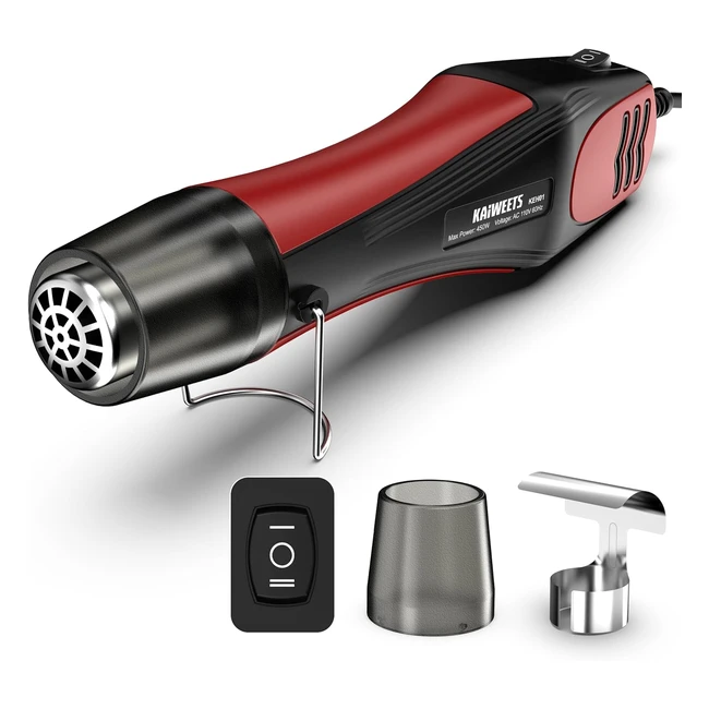 Pistola de Aire Caliente Kaiweets 450W Multifunción 450C Portátil con Boquilla Reflectora Protección Sobrecarga