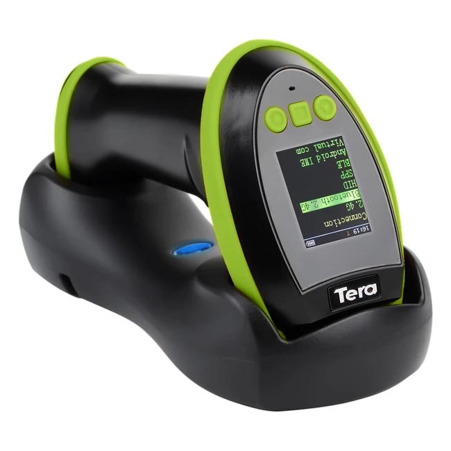 Tera Lecteur Code Barre 2D 3 en 1 USB Filaire 2.4G Bluetooth Douchette Code Barre Sans Fil avec Ecran 1D 2D QR Code