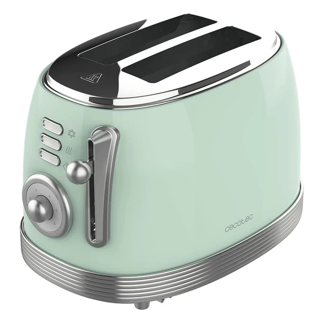 Grille-pain vintage Cecotec Toast Taste 800 Light - 850W - Double fente courte - Finitions en acier inoxydable - Style vintage
