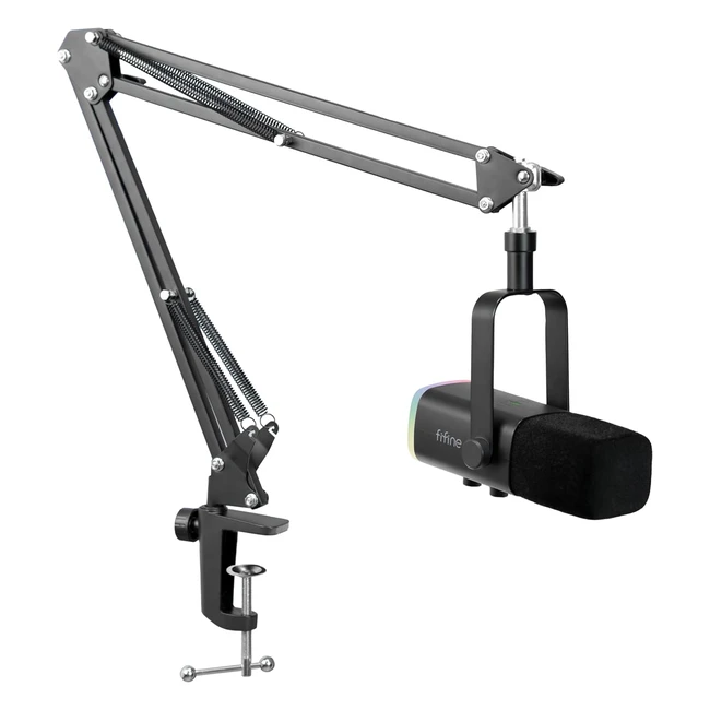 Micrófono Dinámico RGB Gaming USB/XLR - FIFINE K678 con Soporte - Podcast Estudio PS4 PS5 - Grabación