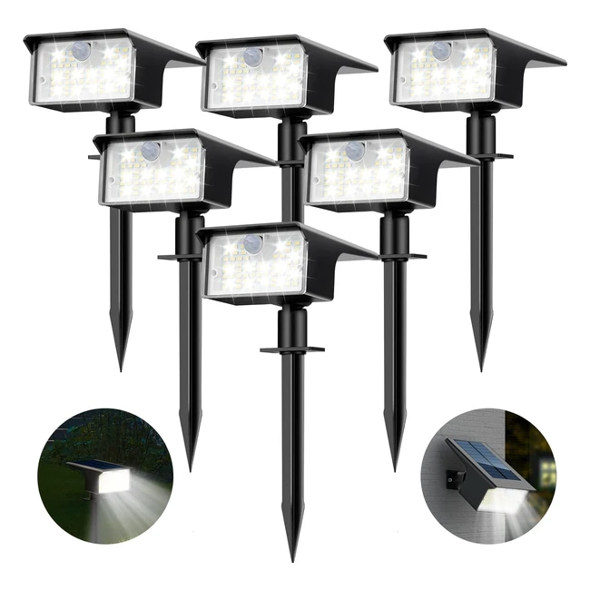 Nipify 6 Pezzi Faretti Solari LED Esterno 62LED Sensore Movimento IP65 Luci Solari Potenti